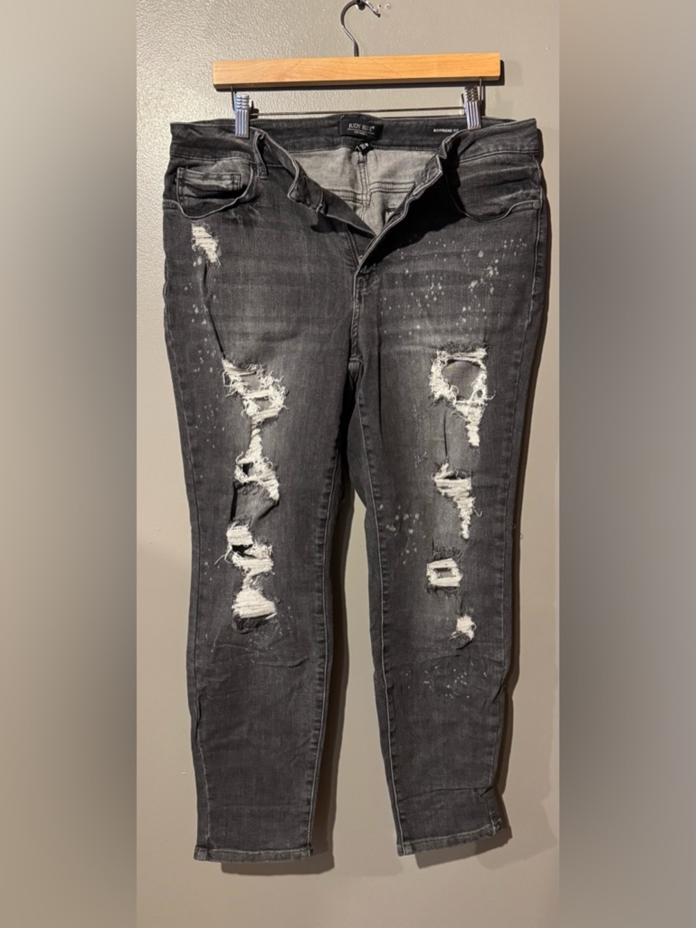 Judy Blue Black Distressed Boyfriend Fit Jeans